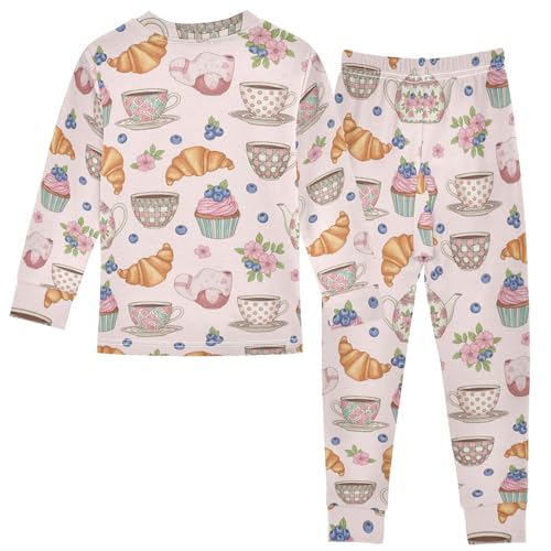 Pajama Sets Long Sleeve Tea Time Sweet Treats Soft Comfy Sleepwear 2 Piece PJS 3-8T3