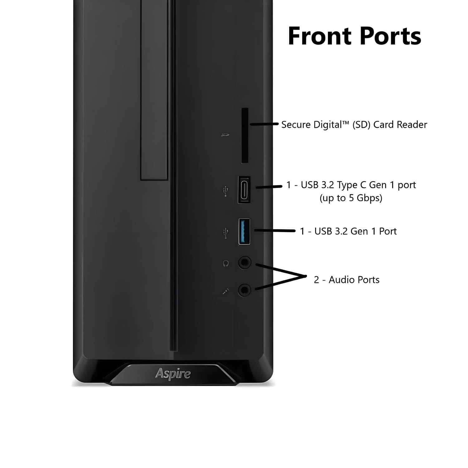 acer 2025 Aspire Desktop, 16GB RAM, 512GB PCIe SSD, Intel Processor, Ultra-Quiet Design, SD Card Reader, Dual 4K Monitor Support, USB-C, Wired Keyboard and Mouse, Windows 11