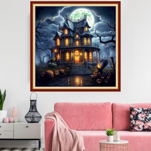Image of Redxing Stamped Cross Stitch Kits Embroidery kit for Beginners Adults Full Range of Embroidery Patterns Starter Kits DIY Printed Cross Stitch Kits Needlepoint Kits 11CT-Magic House 18x18 inchs