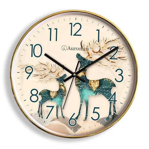 Auromin Designer Wall Clock for Living Room Stylish Latest | Modern Wall Watch for Hall | Premium Luxury Round Quartz Wall Clock for Home, Office, Bedroom,...
