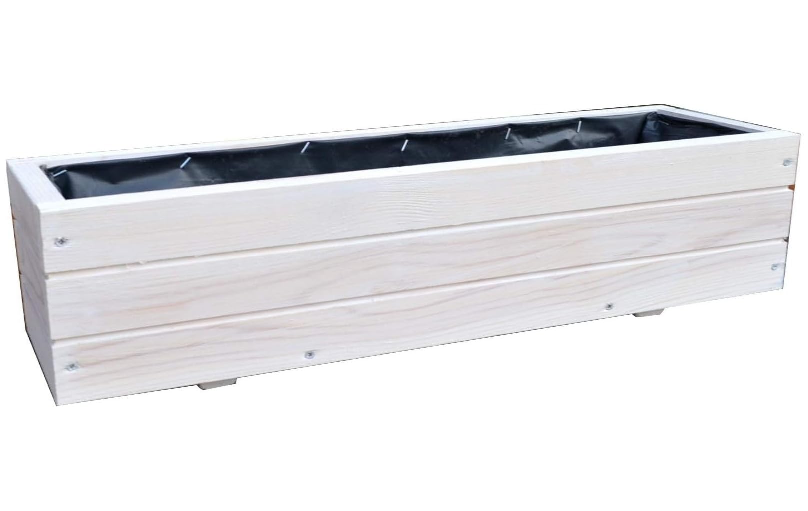 FKL DESIGN Home Deco NEW Wooden Planter TOP Plant Pot Garden Terrace Fully Assembled D6 White (Length 90cm)