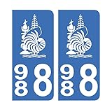 Autocollant 988 avec Blason Nouvelle Calédonie Plaque immatriculation Auto (9,8 x 4,5 cm)