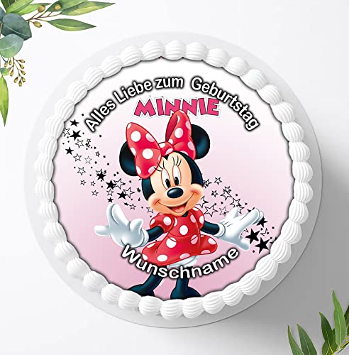Für die Geburtstags Torte, Zuckerbild mit kompatibel mit: Minnie Maus, Essbares Foto für Torten, Fondant, Tortenaufleger Ø 20cm, 0225W-2 Cover