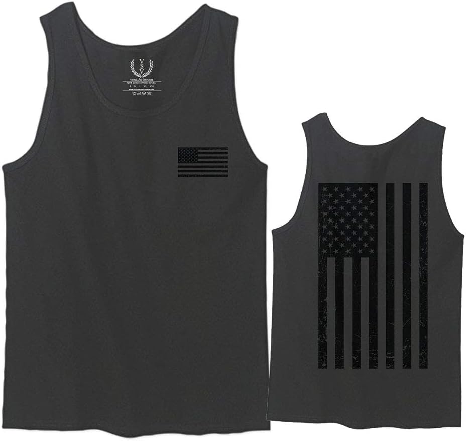 0021. Vintage American Flag United States of America Military us USA Patriotic Style Men's Tank Top