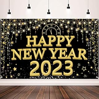 New Year Eve Decorations, Large New Year Background Banner, Shiny New Year Party Decorations 2023, Happy New Year 2023 Decor(70.87 * 43.3Inchs)