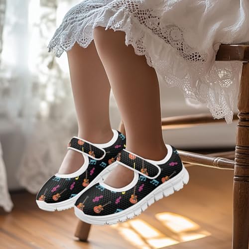 Music Note Slip On Sneakers Mesh Mary Jane Kids Dress Shoes for Girls Fashion Outfit for Daily School Comfort Low Cut Sneaker Laceless2