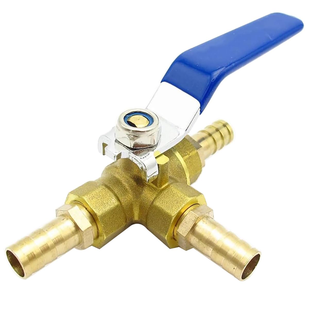 Samlng Men's One Color Heavy Duty Brass L-Port Ball Valve Connector - 3-Way Hose Barb For Garden Irrigation, Construction, Automotive,1Pcs(10Mm)
