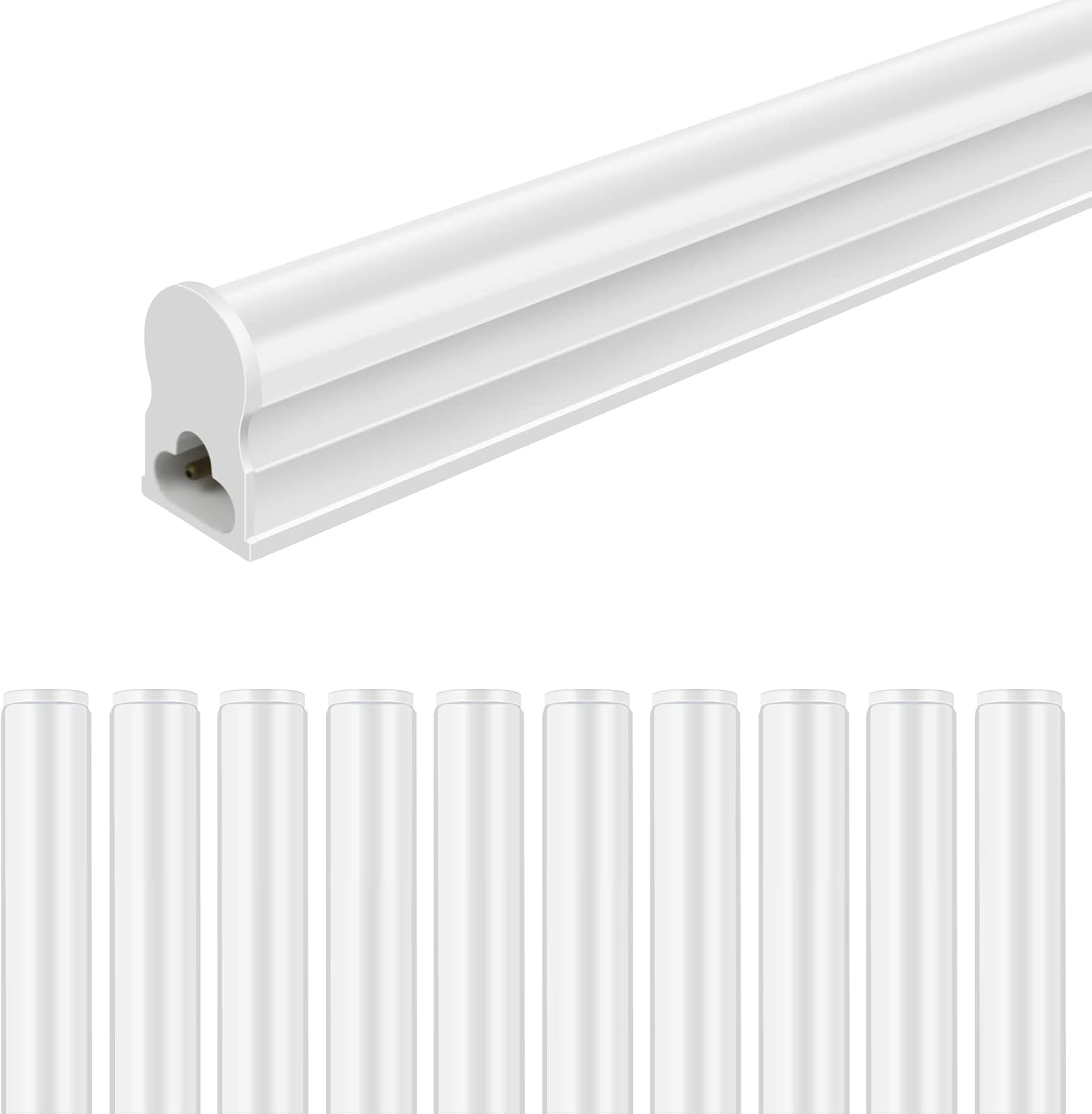 LightingWill 10 Pack LED Shop Light 4FT, Warm White 3000~3500K, 20W, Linkable T5 Integrated Fixture, Utility LED Ceiling Light and Under Cabinet, Corded Electric with Built-in ON/Off Switch Warm White 4FT-10Pack