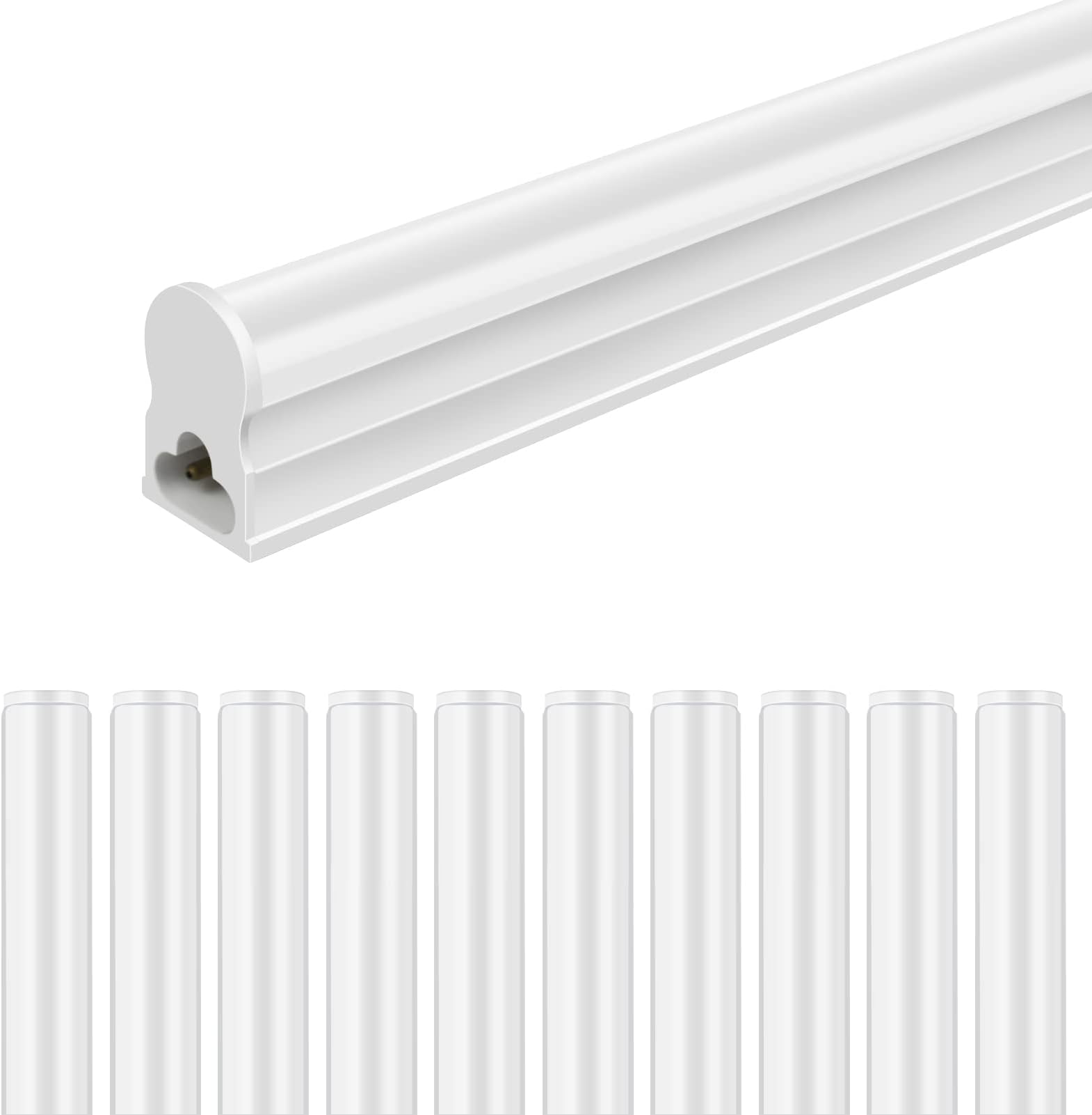 LightingWill 10 Pack LED Shop Light 3FT, Warm White 3000~3500K, 15W, Linkable T5 Integrated Fixture, Utility LED Ceiling Light and Under Cabinet Light, Corded Electric with Built-in ON/Off Switch