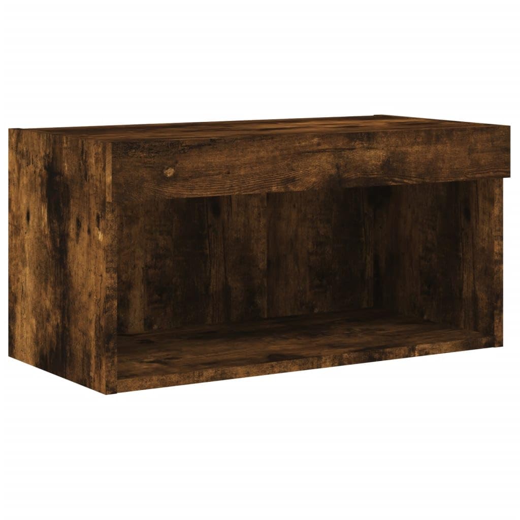 vidaXL Meuble TV avec lumières LED chêne fumé 60x30x30 cm
