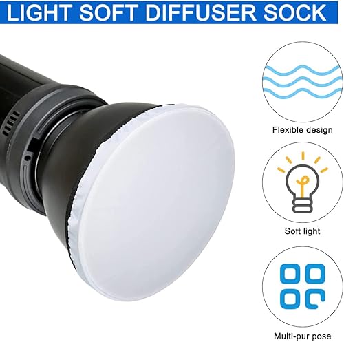 Miniatura 4 de findTop Paquete de 4 calcetines difusores de luz, cubierta elástica universal para lámpara de anillo de luz y fotografía de flash (7 pulgadas/7.1