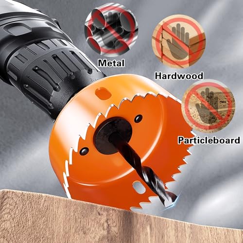 Set of 11 Metal Hole Saw Sets, 19-64 mm Metal Holesaw Set, Hole Saw Drill Bit Tools for Wood Plasterboard PVC Board Plastic Plate, with Accessories 6 Set of 11 Metal Hole Saw Sets, 19-64 mm Metal Holesaw Set, Hole Saw Drill Bit Tools for Wood Plasterboard PVC Board Plastic Plate, with Accessories - Image 6