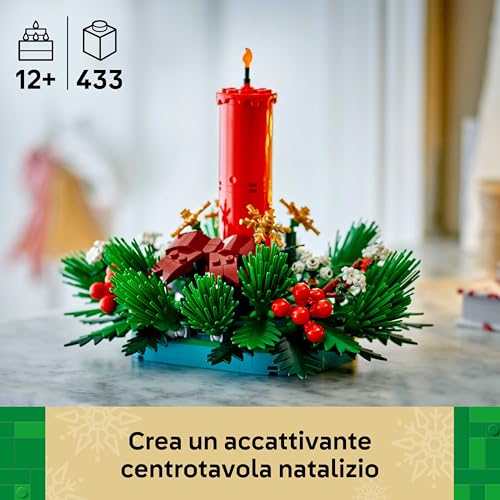 Decorazione da Tavolo Natalizia - Candela Rossa Giocattolo da Esposizione con Bacche, Stelle e Fogliame - Attività per la Famiglia - Regalo Natalizio per Bambine e Bambini da 12 Anni - 40743 - Lego - Immagine 3