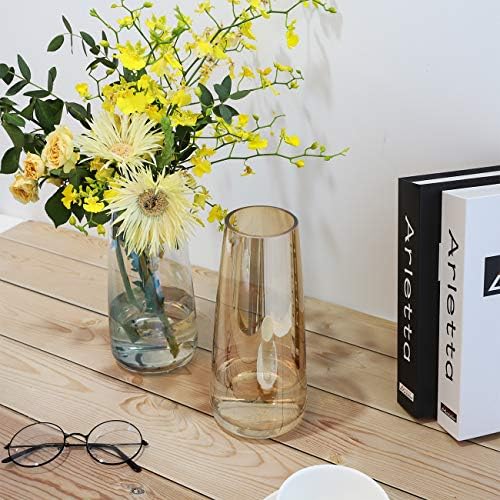 Lewondr Glass Vase, 22 CM Irised Crystal Ins Style Decorative Vase Floral Flower Plant Bud Vase Container Decoration for Office Home Kitchen, Gift for Wedding Christmas Housewarming - Iridescent