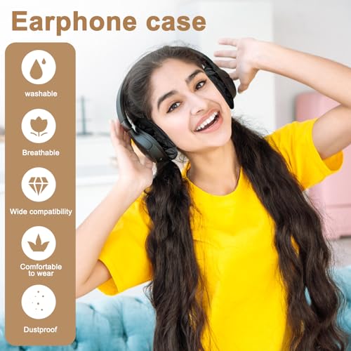 Tvoip 100 Unidades Fundas Desechables para Auriculares, Cubiertas Elásticas Negras de Tela No Tejida, Lavables y Sanitarias para la Mayoría de Auriculares On-Ear (6,5 cm / 2,6 pulgadas) miniatura 2