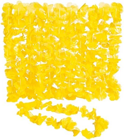 Fun Express Yellow Leis - Bright Tropical Floral Necklaces for Luau Beach Parties Summer Celebrations and Events - Vibrant Yellow Color Durable for Outdoor Use - Perfect for Party Favors - 12 Pieces image 2