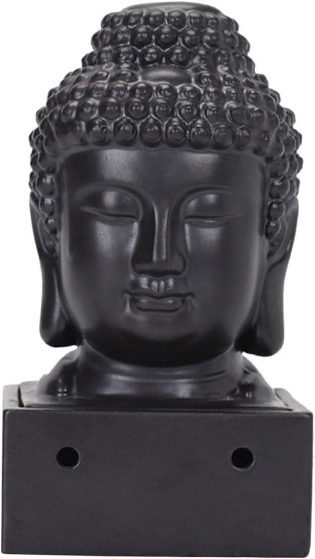 Ceramic Incense Holder Buddha Shape Black Decorative Censer Indoor Incense Burner for Aromatherapy Meditation Home Fragrance Desktop Adornment