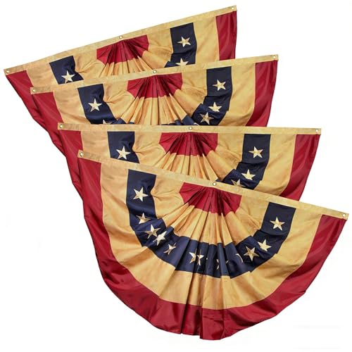 4 Pack Vintage American Flag Bunting 2x4 FT...