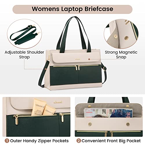 Image of LOVEVOOK Laptop Tote for Women - 15.6 Inch Professional Leather Computer Briefcase with Waterproof Handbag Shoulder Bag Large Capacity Business Teacher Office Crossbody Purse