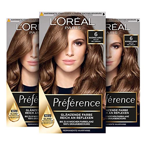 L'Oréal Paris permanent hair colour with cool colour result, hair dye set with colouration and anti yellow tint care balm, Préférence cool blondes, No. 7.1 cool medium blonde (Hamburg), 1 piece