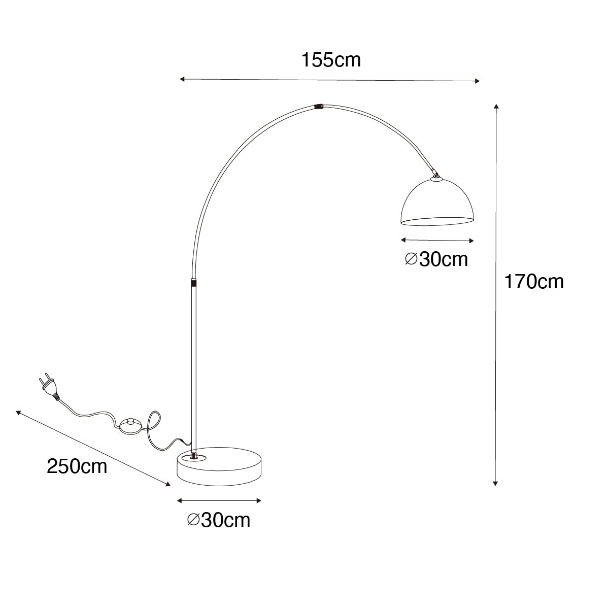 Qazqa arc - Lampada da terra con paralume Moderno - 1 luce - L 155 cm - Oro/Ottone - Moderno - Soggiorno I Camera da letto