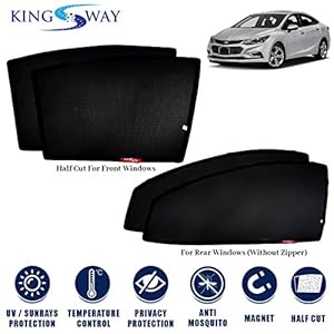 Kingsway Car Magnetic Sun Shades/Curtains for Chevrolet Cruze (Model Year : 2008-2017) (Half Cut in Front Two Shades of Car)