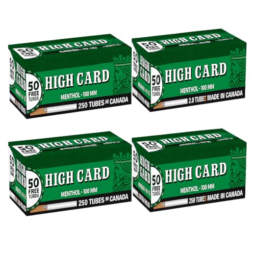 High Card Cigarette Tubes Green Menthol 100mm 250ct (4 Pack) 1000 Tubes total!