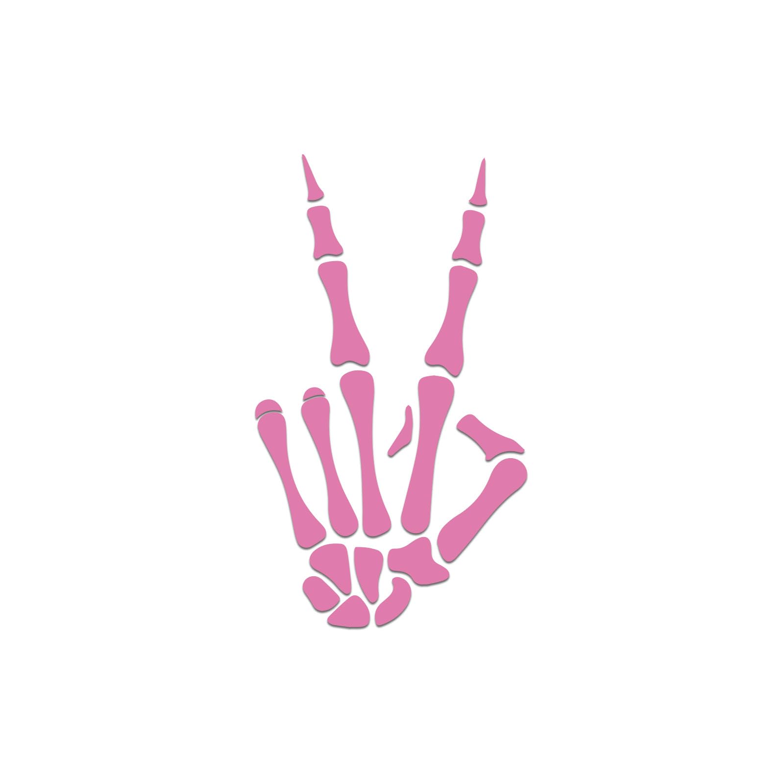 Peace Sign Skeleton Hand Vinyl Decal Notebook Car Laptop 3" x 5.5" (Soft Pink)