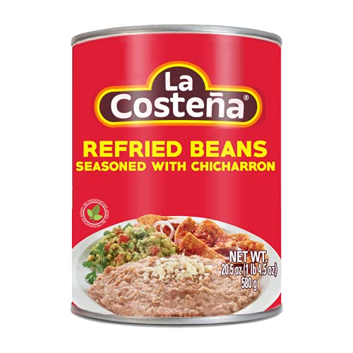 La Costeña Refried Pinto Beans with Chicharrón - 20.5oz, 12 Pack