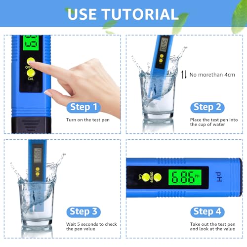 PH Messgerät Digital PH-Genauigkeit Wasserqualität Tester 0,01 Auflösung 0-14 Messbereich Mit Auto-Kalibrierung Digital Wert Tester für Überprüfung Trinkwasser Aquarium Pools Schwimmbad Labor Blau