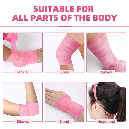 Image of OK TAPE Pre Wrap Tape (4-Rolls, 120 Yards) - Athletic Foam Underwrap for Sports, Protect for Ankles Wrists Hands and Knees, 2.75 Inches - Pink