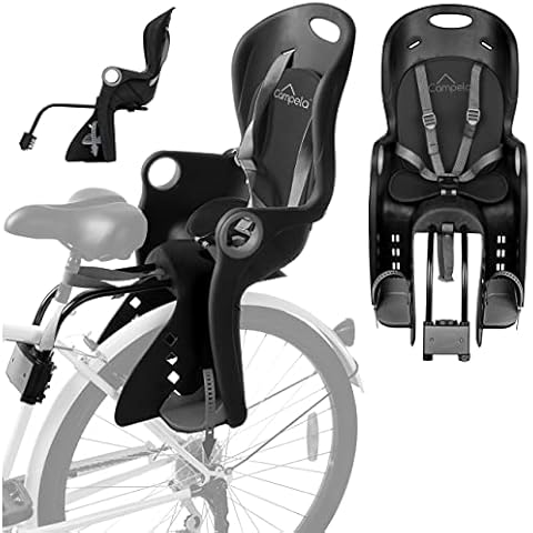 Campela Kinderfahrradsitz ab 9 Monate bis 5 Jahre I 9-22 kg - Kinder Fahrradsitz mit TÜV, Gruppe 2/3 I Black/Grey/Red I Kindersitz Hinten, Fahrrad Kindersitz, CA0060 Cover