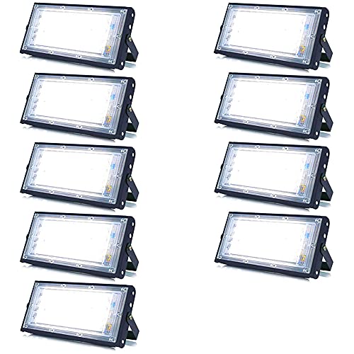 Image of MLD BL2302 50W Led Flood Light AC 220V Waterproof Brick Focus Floodlights for Indoor Outdoor Lights | White | 50 Watt | Pack of 9
