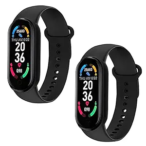 Raptas (Pack of 2 M6 Smart Watch Band Fitness Heart Rate with Activity Tracker Waterproof Like Steps Counter, Calorie Counter, BP for Unisex