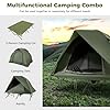 COSTWAY 2 Person Foldable Camping Tent, Elevated Tent Cot with Camping Bed, Waterproof Rainfly, 2 Mesh Doors and Wheeled Bag, Portable Outdoor Dome Tent (Round, 194 x 145 x 150 cm)