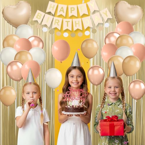 Image of Beige Birthday Decorations,Birthday Balloons Set
