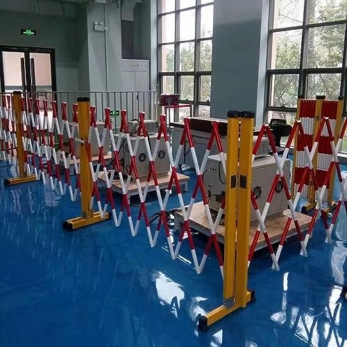 Barrera de tráfico móvil retráctil, barrera de metal plegable con ruedas, puerta de seguridad industrial expandible para un fácil acceso y control de multitudes