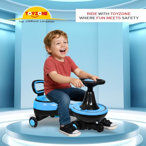 Image of Toyzone Orbiter Electric Magic Car (Blue) | Rechargeable Ride On with 12V 4.5 AH Battery | Colourful LED Lights & Music | Made in India | 6M Battery Warranty | Age 2-10 Years, Upto 30 KGs