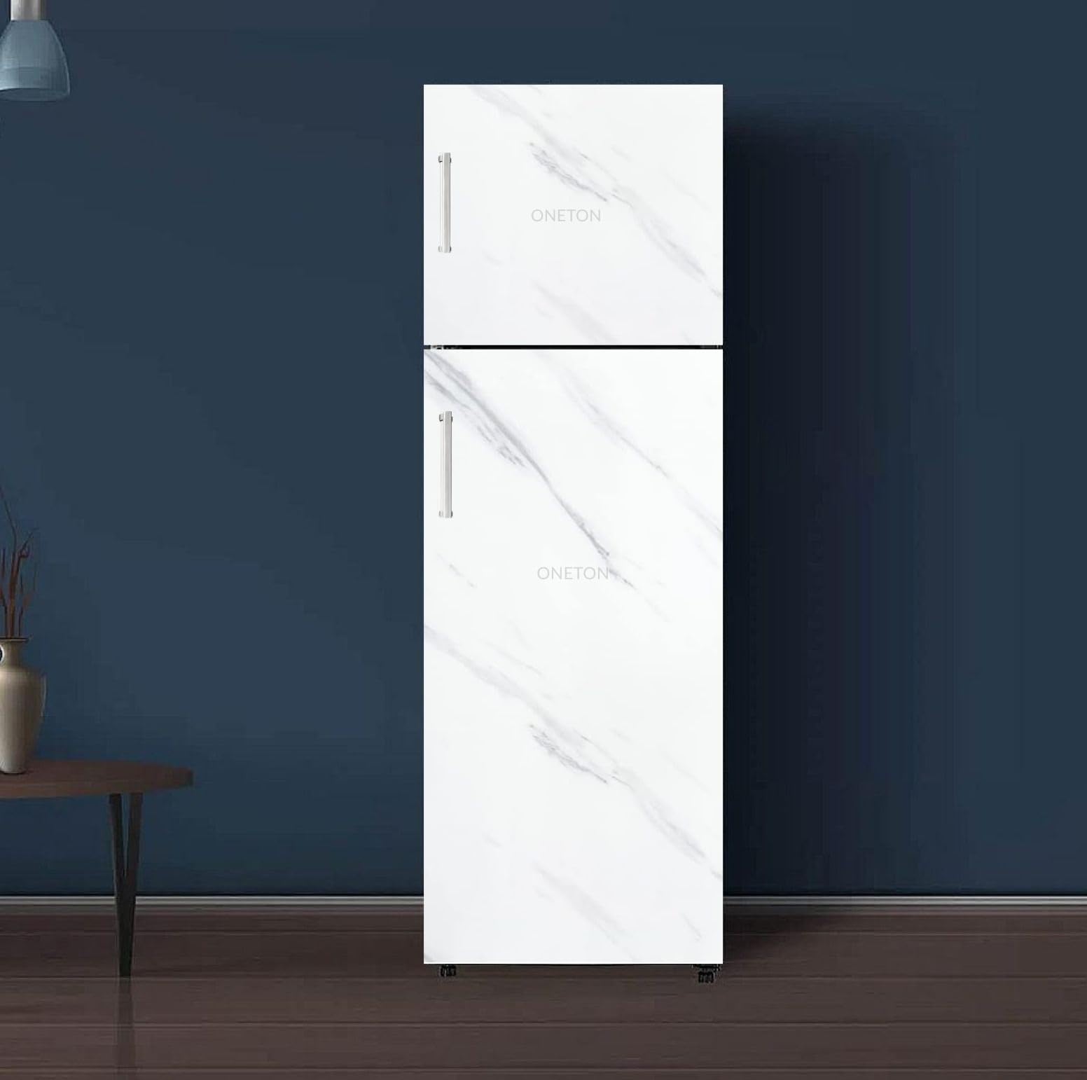 ONETON Marble Sticker Fridge Sticker Self Adhesive Vinyl Sticker Marble Removable Refrigerator Wrap Decorative Sticker (White Marble, 24x60 Inch)