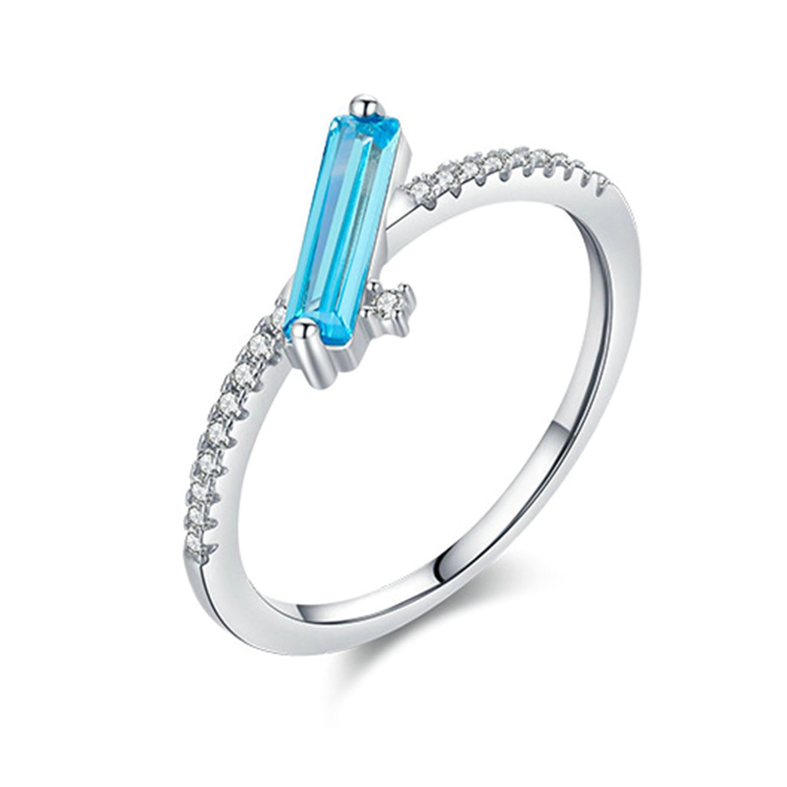 Alianzas de boda para mujer, anillos de compromiso de oro blanco de 18 quilates, elegante topacio rectangular y moissanita redondo, anillo de boda de oro blanco para mamá, novia, novia