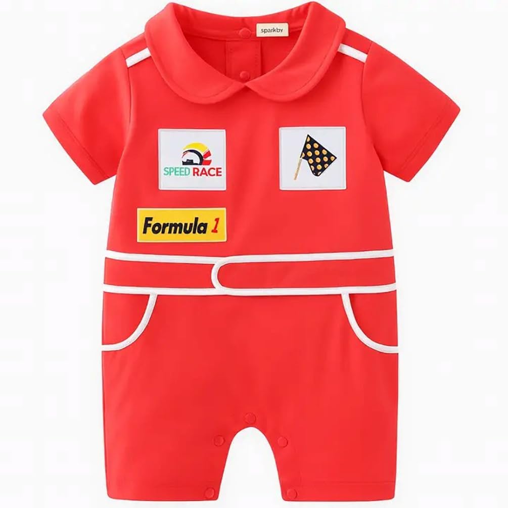 StylesILove Baby Boy Short Sleeves Chic Car Racer Cotton Romper Halloween Baby Boy Clothes