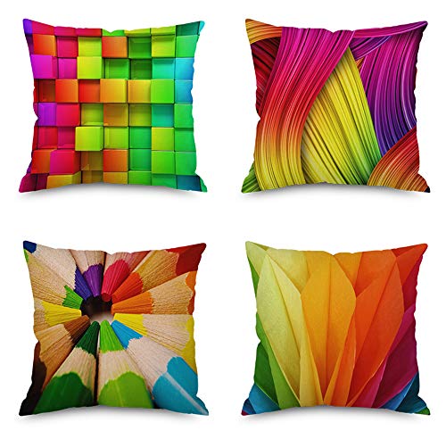 Geepro 18 inch Christmas Decorations Soft Pillow Cover Happy New Year Xmas Decorative Pillow Case (Colorful)