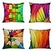 Geepro 18 x 18 inches Rainbow Cushion Covers Abstract Crayon Decorative Throw Pillow Case Cover Set of 4 (Colorful)