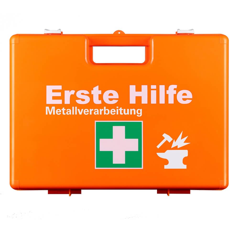 Erste-Hilfe-Koffer Metallverarbeitung, Set mit Nachfüllpack, orange, DIN 13157, Art.-Nr. 610971 | Verbandskasten | Notfallkoffer | Erste Hilfe Kasten