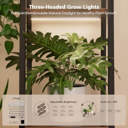 Image of BACEKOLL Plant Stand Indoor with Grow Lights, 6 Tiered Metal Plant Shelf, 55 inch Large Plant Stand for Indoor Plants Multiple, Corner Plant Holder Display Shelf, Tall Plant Rack for Living Room, Patio