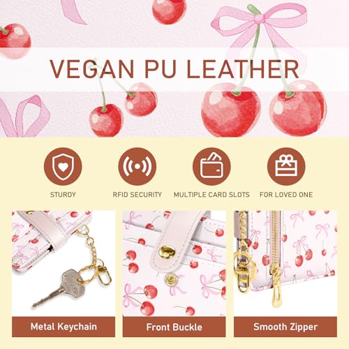 Image of Jogjam Cute Coquette Aesthetic Bow Rfid Women Wallet, Small Slim Thin Compact Travel Credit Card Wallet, PU Leather Bifold Cash Wallet, Zipper Coin Pocket ID Window, Female Ladies Gifts