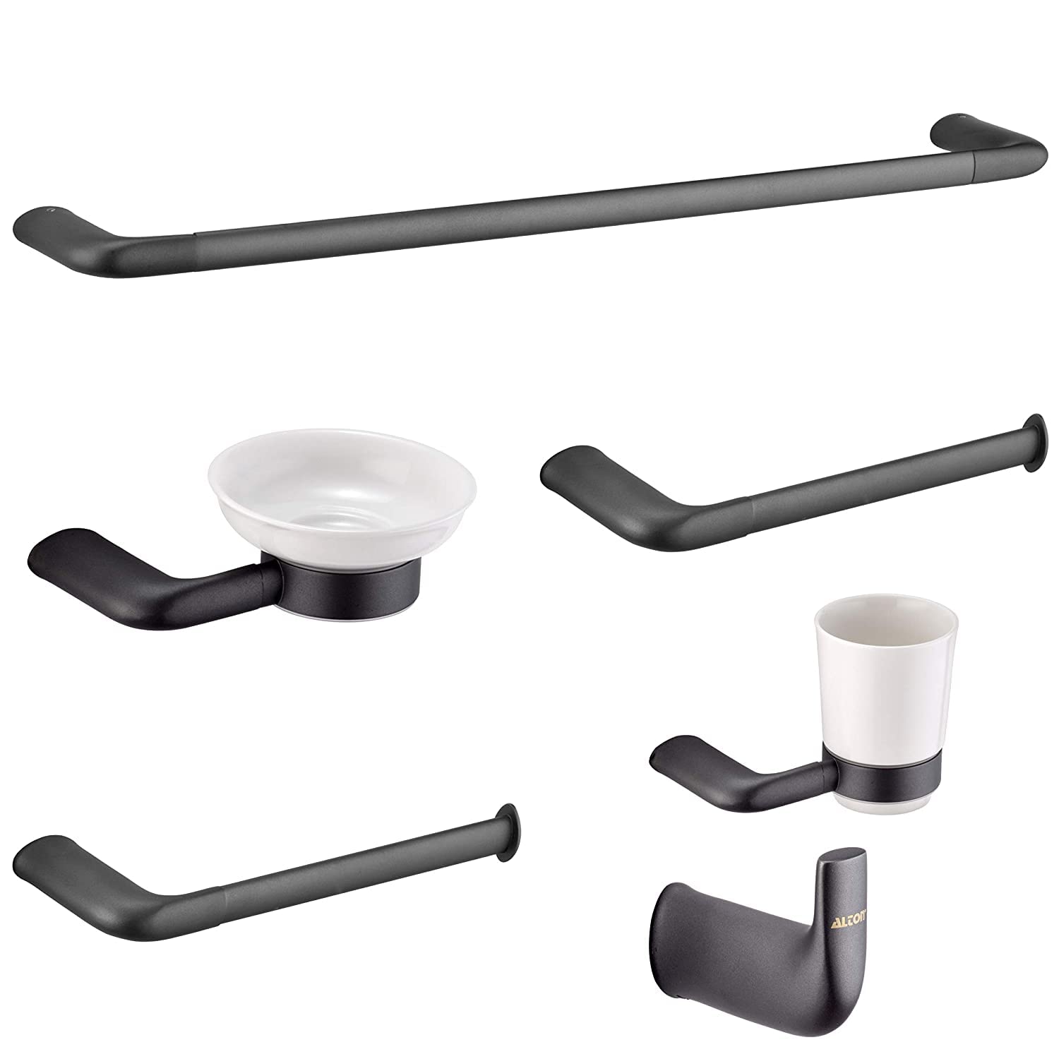 ALTON Gun Brass, 6Piece Bathroom Accessories Set, (Towel Rail, Towel