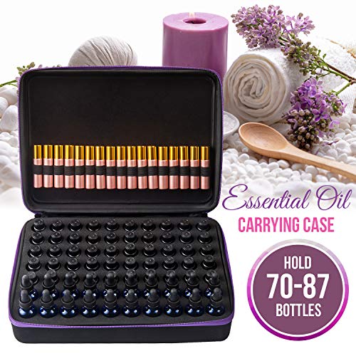 Large Essential Oil Carrying Case/Roller Bottle Organizer - Storage for 70-87 Bottles - Holds 15ml - 30ml 1oz & 10ml Roll on Bottles (Carry Handle On Top) Free Roller Bottle Opener & 192 Labels - Thumbnail 3