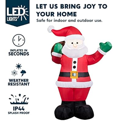 6 FT Aufblasbarer Weihnachtsmann mit Geschenk-Sack – LED-Dekoration für Garten & Innenbereich, der Nachbarn zum Schmunzeln bringt! – Bild 4
