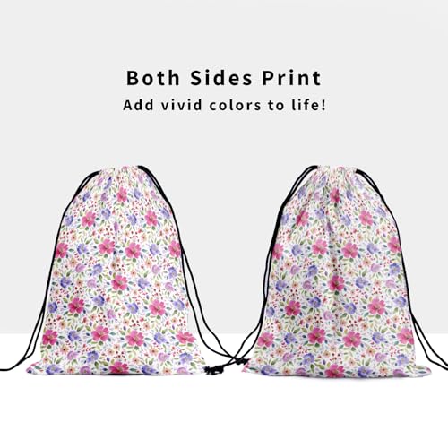 Image of Nerxy Floral Grip Bag - Spring Gymnastics Grip Bag Summer Gymnasts Gym Bag Pink Flower Drawstring Gift Bag Gym Storage Pouch for Sports Party Favors